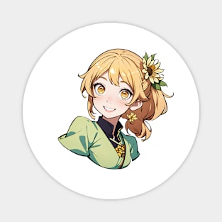 Cute happy anime girl in summer series Magnet